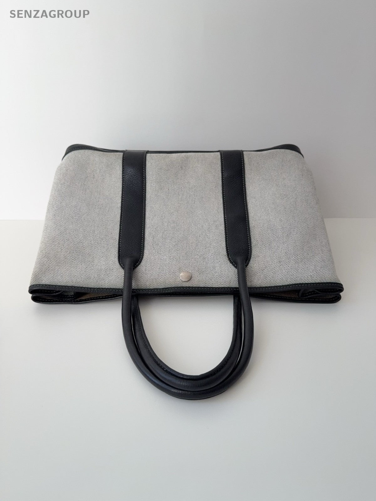 Hermes Garden Party 36 Tote Canvas Gray Handbag Women