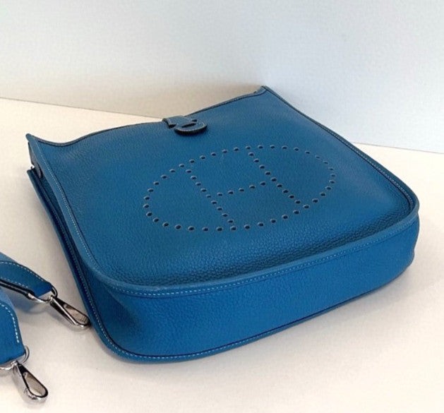 Hermes Evelyne29 Shoulder Bag Crossbody Blue Silver Used Women Classic