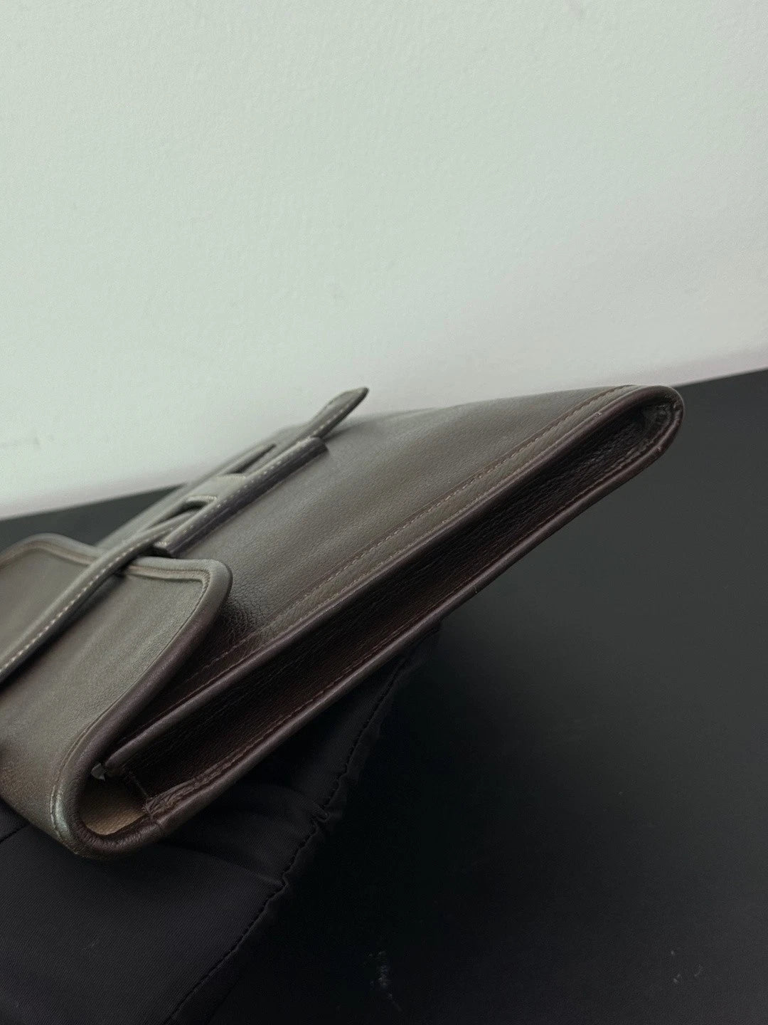 Authentic Vintage Hermes Jige29 Dark Brown Leather Clutch With H Flap