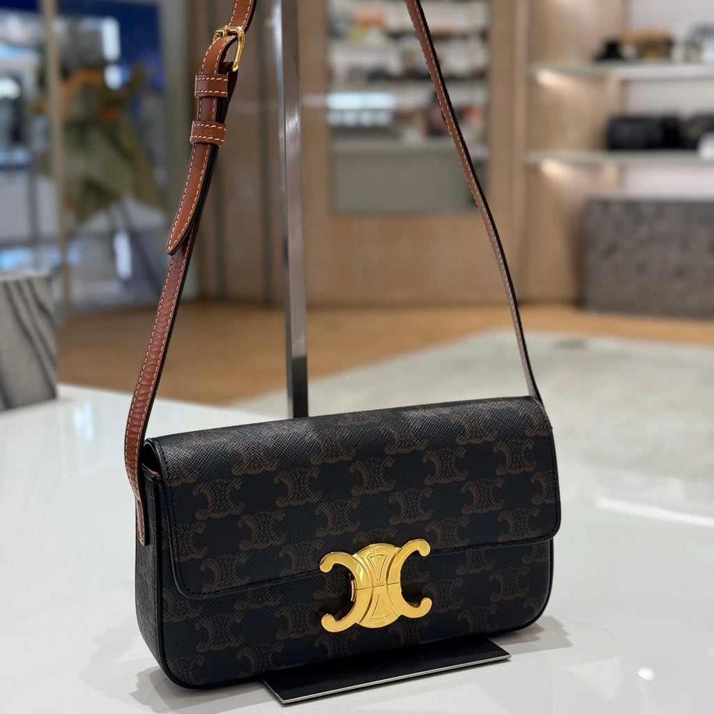 Celine Triomphe Monogram Canvas Shoulder Bag For Women