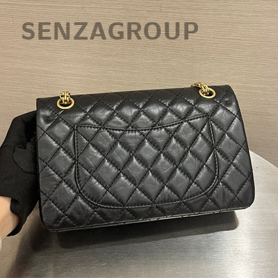 Chanel Black Gold Medium Calfskin Quilted Chain Shoulder Bag Classic