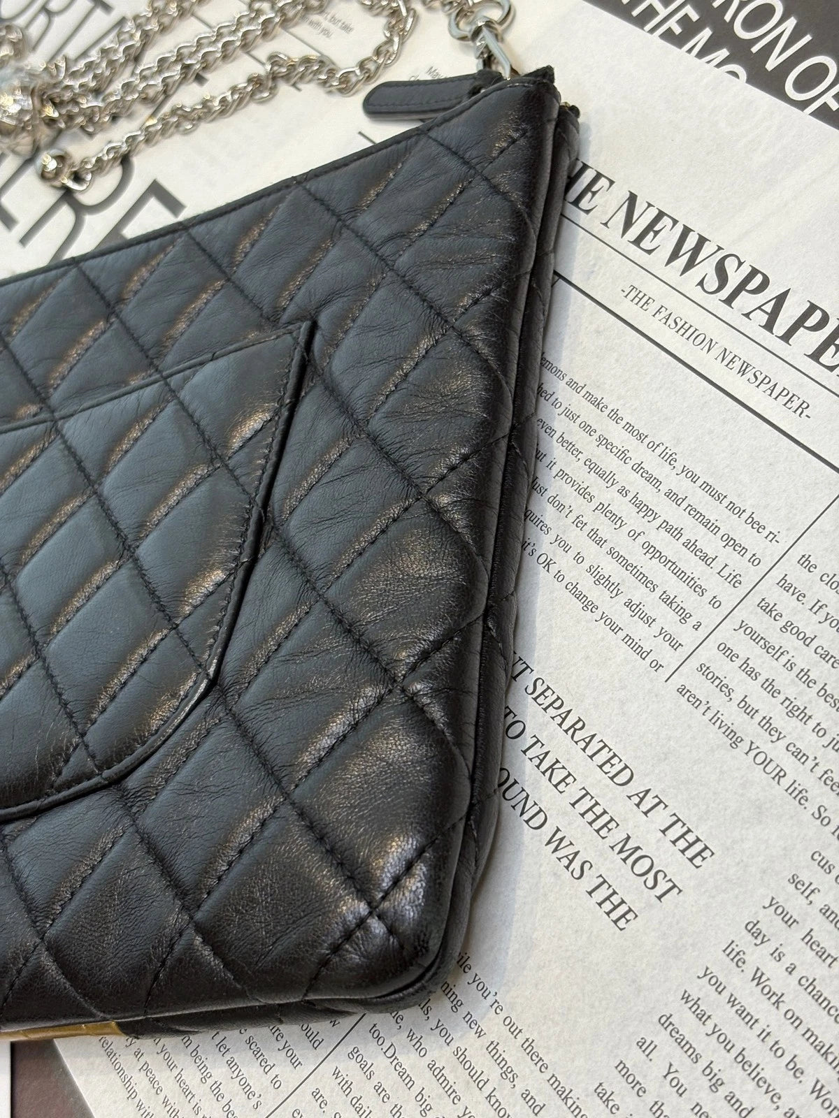 CHANEL 2.55 Black Gold Colorblock Chain Clutch Crossbody Bag For Women