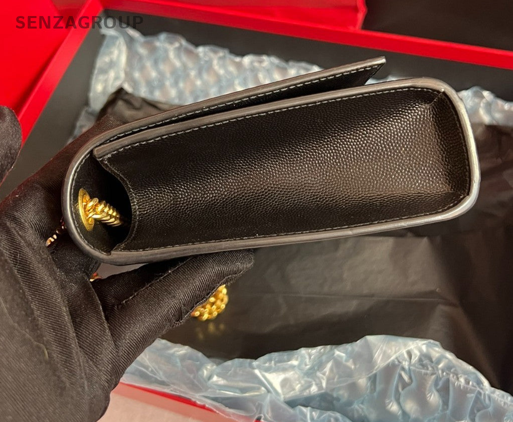 YSL Saint Laurent Kate Chain Shoulder bag Crossbody Black Gold Women Brand NEW