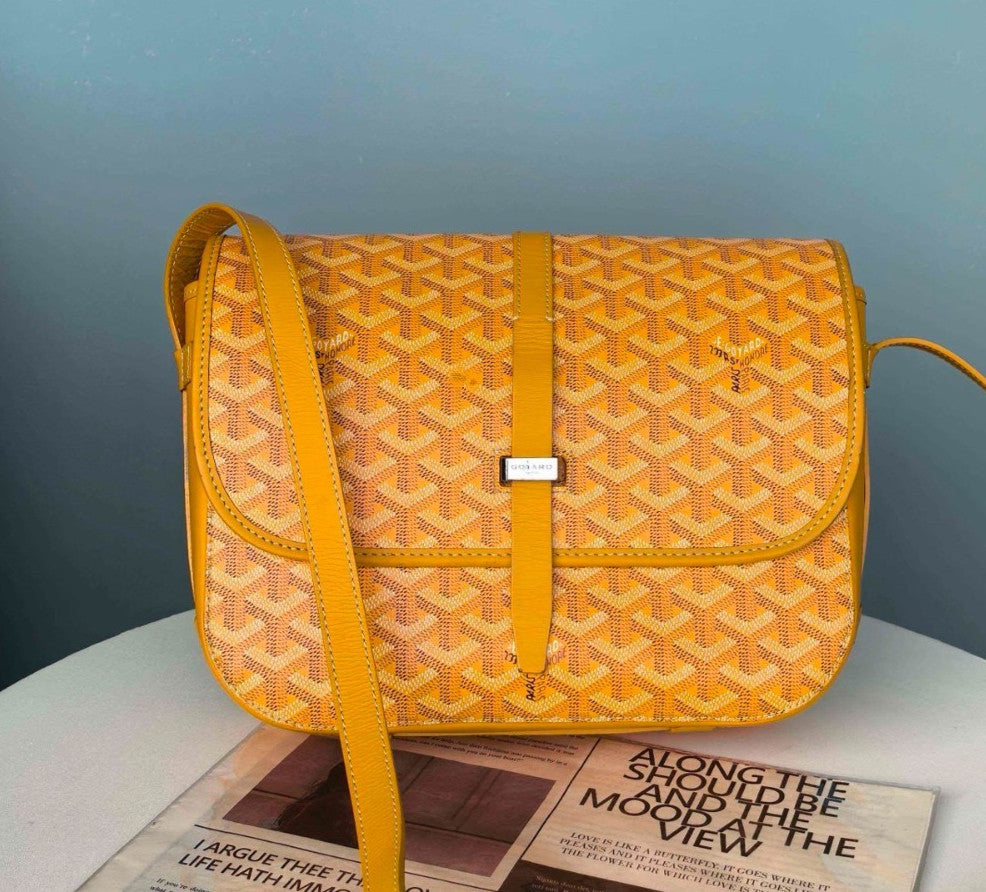 Goyard Belvedere Messenger GM Crossbody Yellow Used Women Classic Fashion