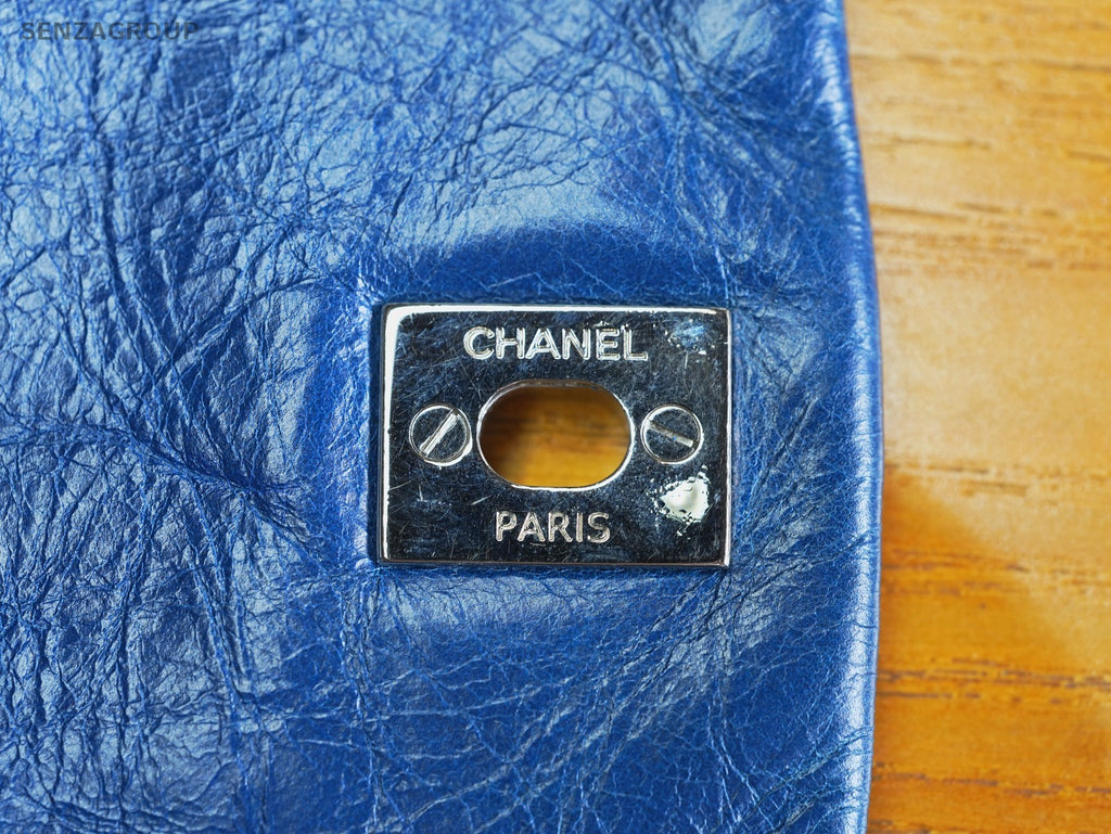 CHANEL Oil wax leather Sapphire blue Hobo Shoulder Bag Crossboy