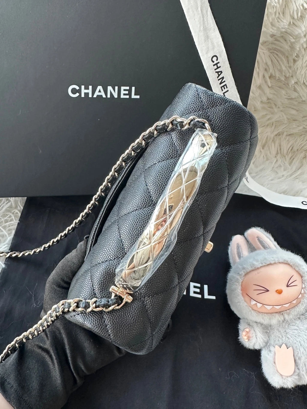 CHANEL Black Calfskin Mini Coco Crush Top Handle Bag For Women
