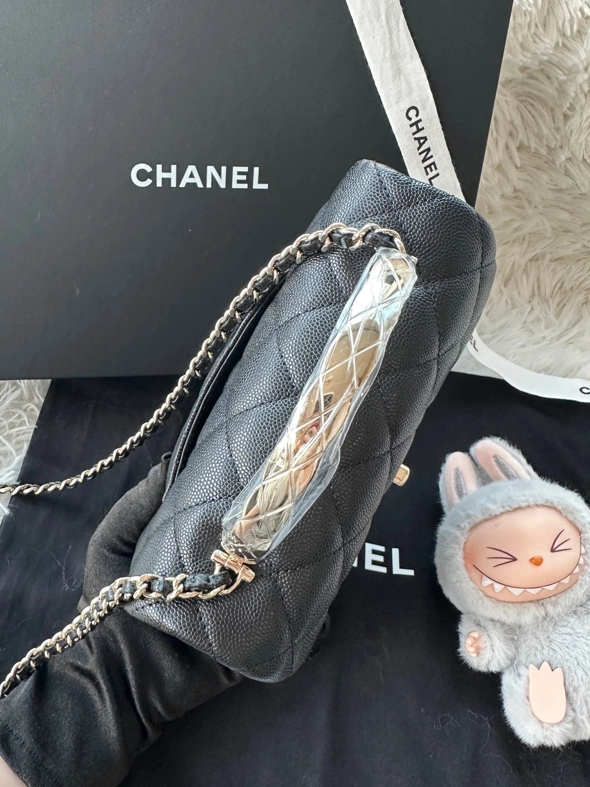 CHANEL Black Calfskin Mini Coco Crush Top Handle Bag For Women