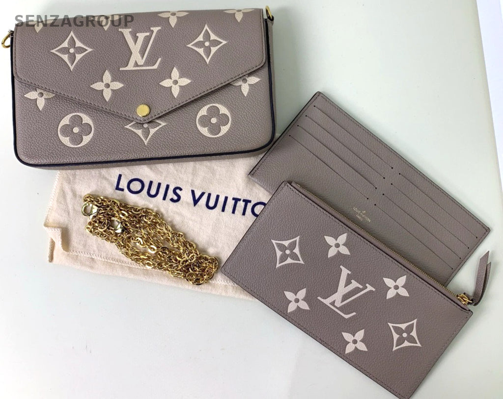 Louis Vuitton Félicie Pochette Elephant Gray Chain Strap Crossbody bag Women