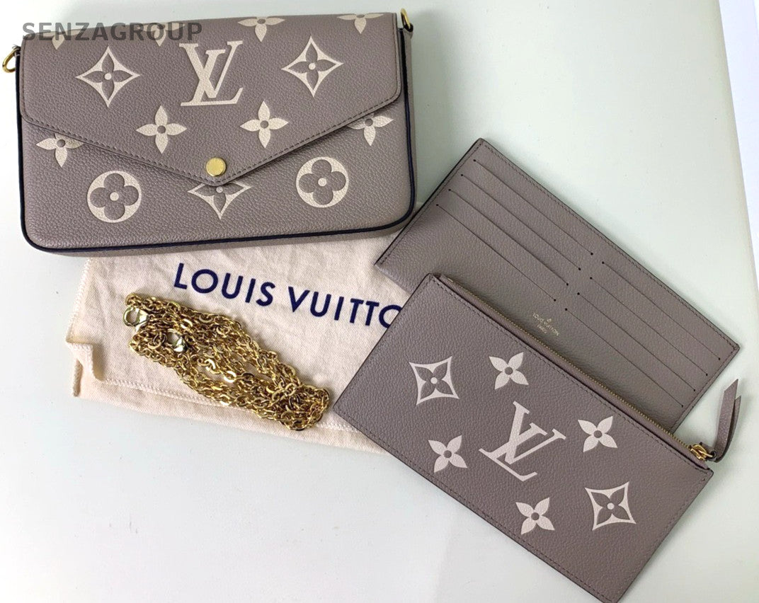 Louis Vuitton Félicie Pochette Elephant Gray Chain Strap Crossbody bag Women