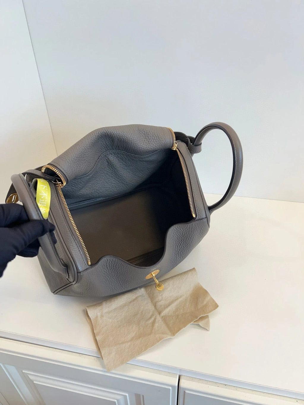 Hermes Lindy30 Grey Leather Handbag For Women