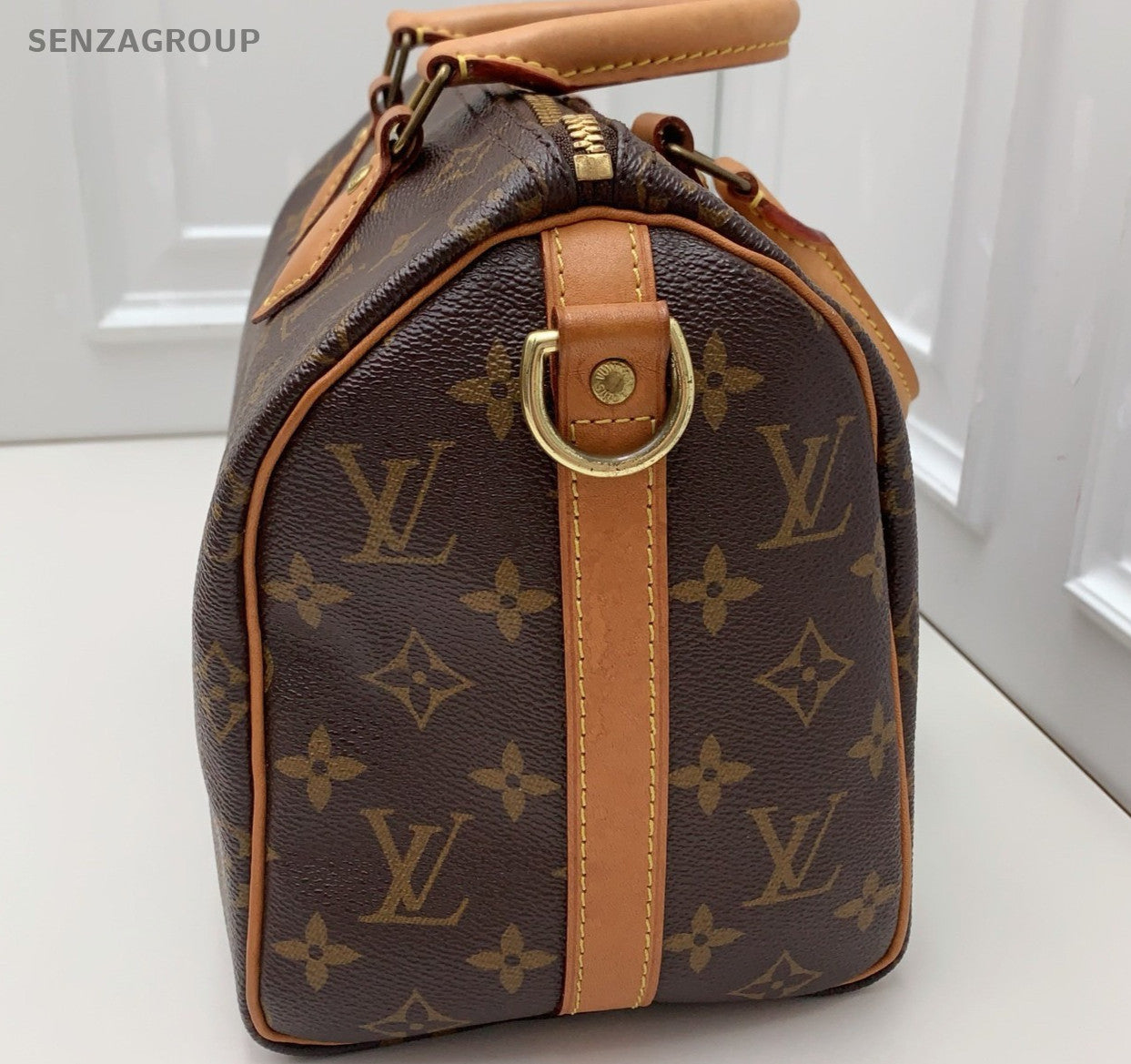 Louis Vuitton Speedy25 Monogram Top Handle Bag Crossbody Brown Women Classic