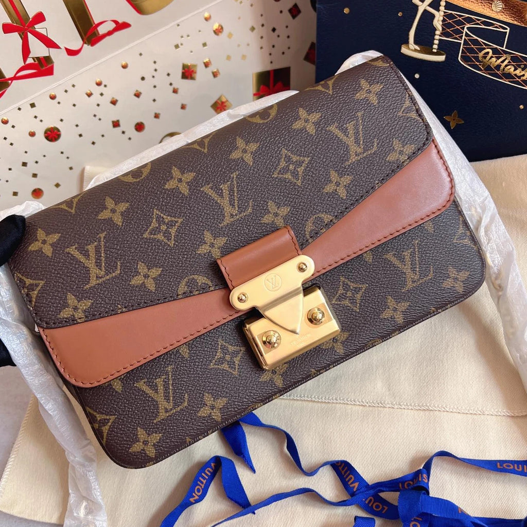 Louis Vuitton Marceau Monogram Shoulder Bag Brown Gold Women Classic
