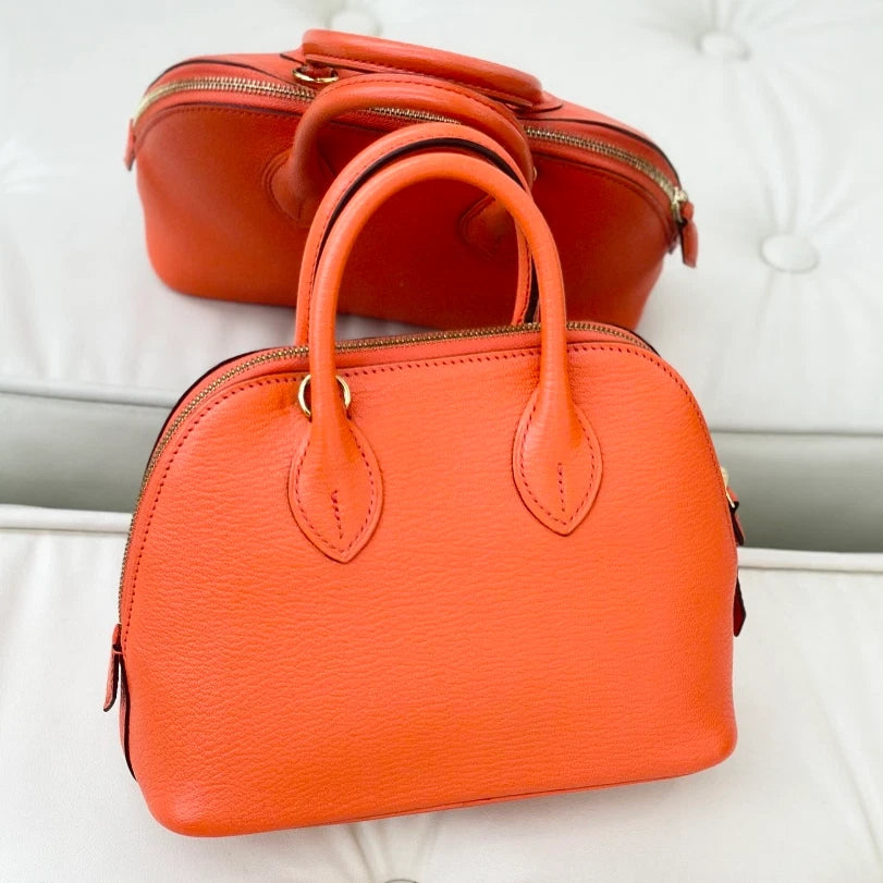 Hermes Bolide Mini Evercolor Top Handle Crossbody Bag Orange Gold Women S