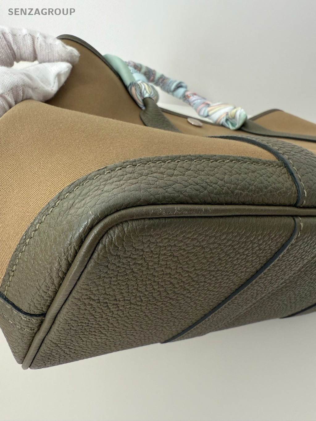 Hermes GardenParty 30 Tote Canvas Top Handle Shoulder Handbag Olive green Women