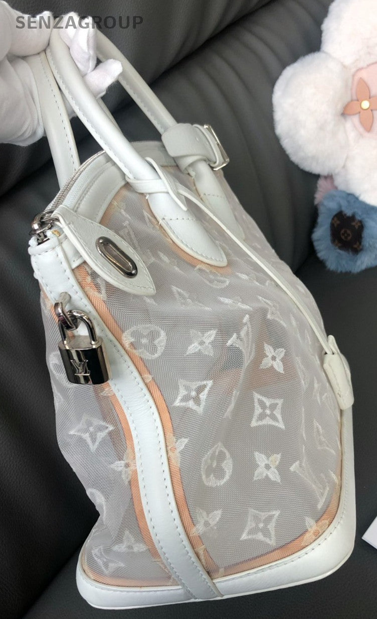 Louis Vuitton Lockit Lace and transparent Top Handle Handbag Women White