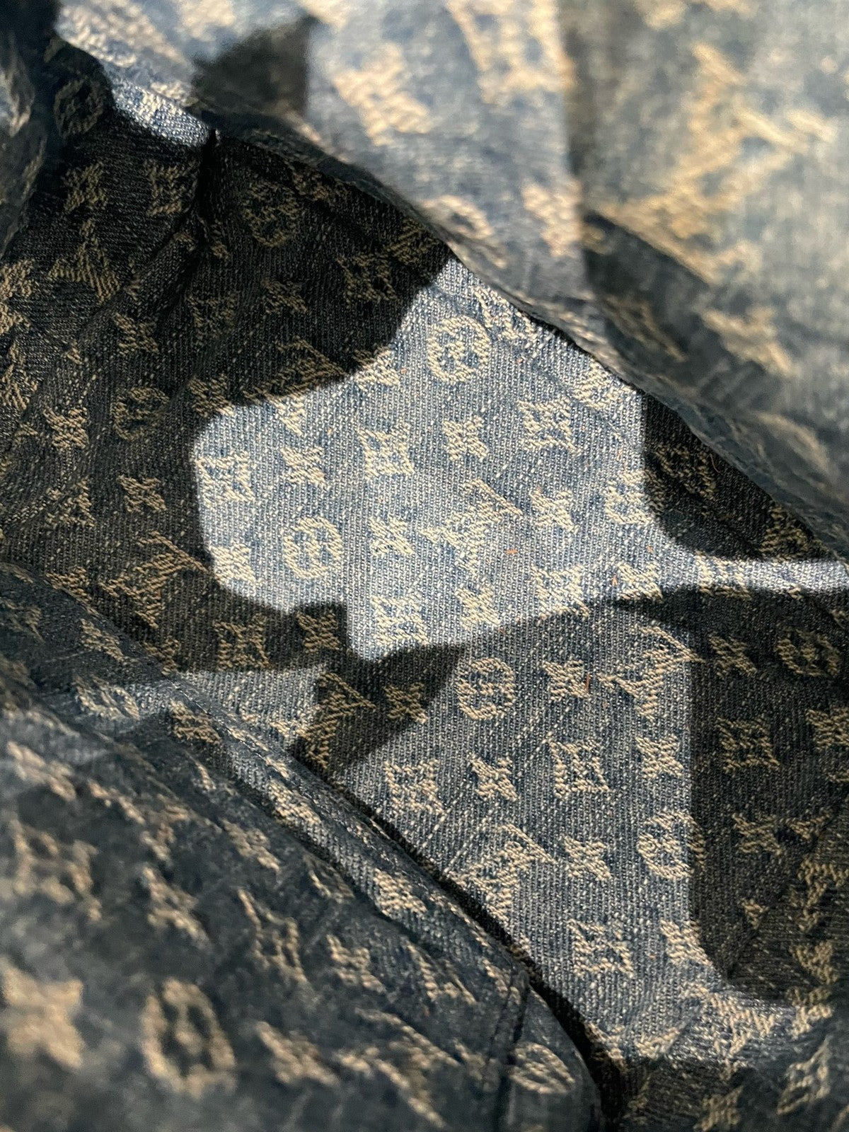 Louis Vuitton Denim Monogram Backpack Blue Gold Buckle Women's Classic