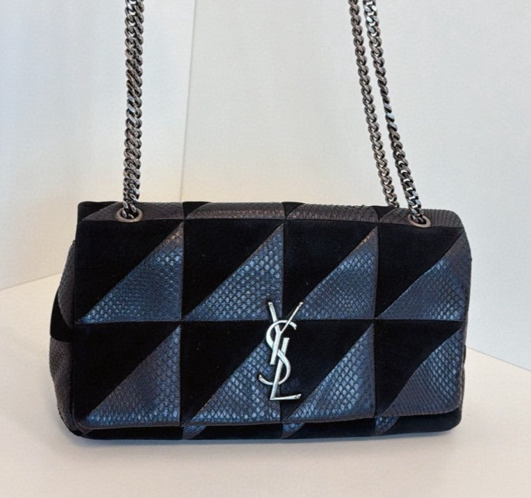 PRADA Jamie Kate MM Suede Chain Shoulder Handbag Black Women