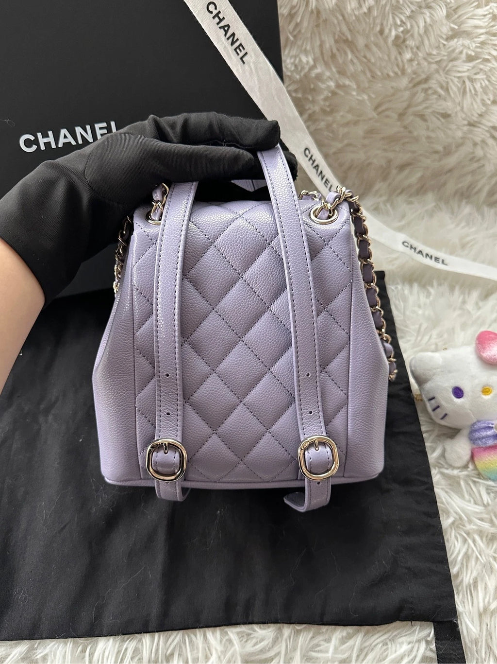 CHANEL Purple Leather Small Duma Backpack For Women