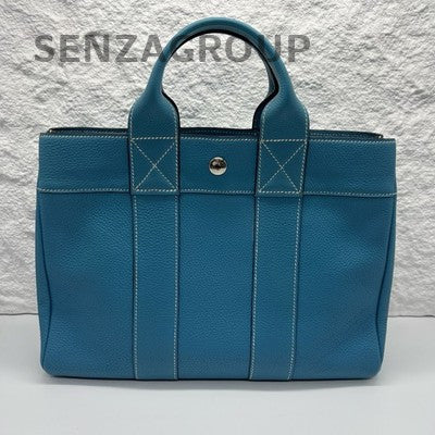 Vintage Hermès Togo Blue Tote Bag Women's Briefcase Silver Hardware