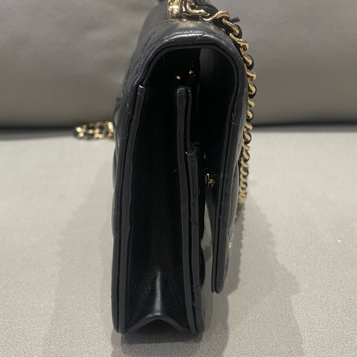 Chanel 24A WOC Black Gold Chain Shoulder Crossbody Bag Women's Fashion