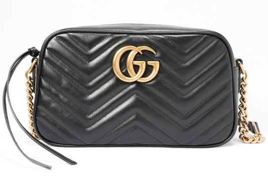 GUCCI Black with gold  Marmont Camera bag Almost brand new condition