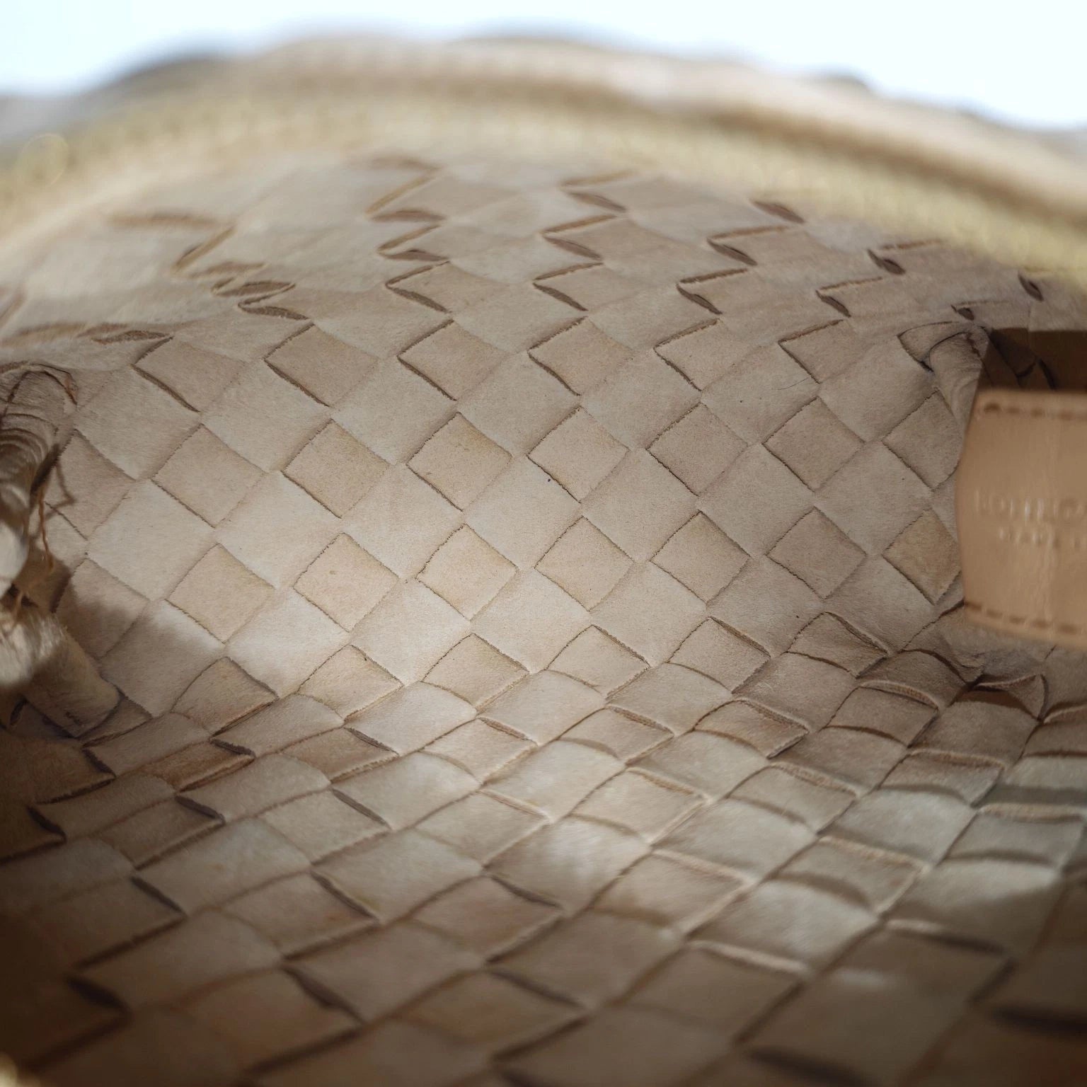 Bottega Veneta BV Beige Lambskin Woven Camera Crossbody Bag Women