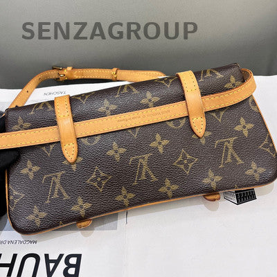 Louis Vuitton Monogram Waist Bag Small Brown Gold Buckle Classic Women