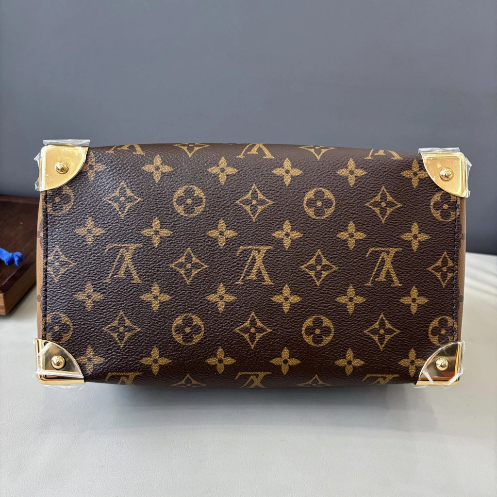 Excellent Louis Vuitton SpeedyTrunk25 Monogram Canvas Handbag Shoulder Bag