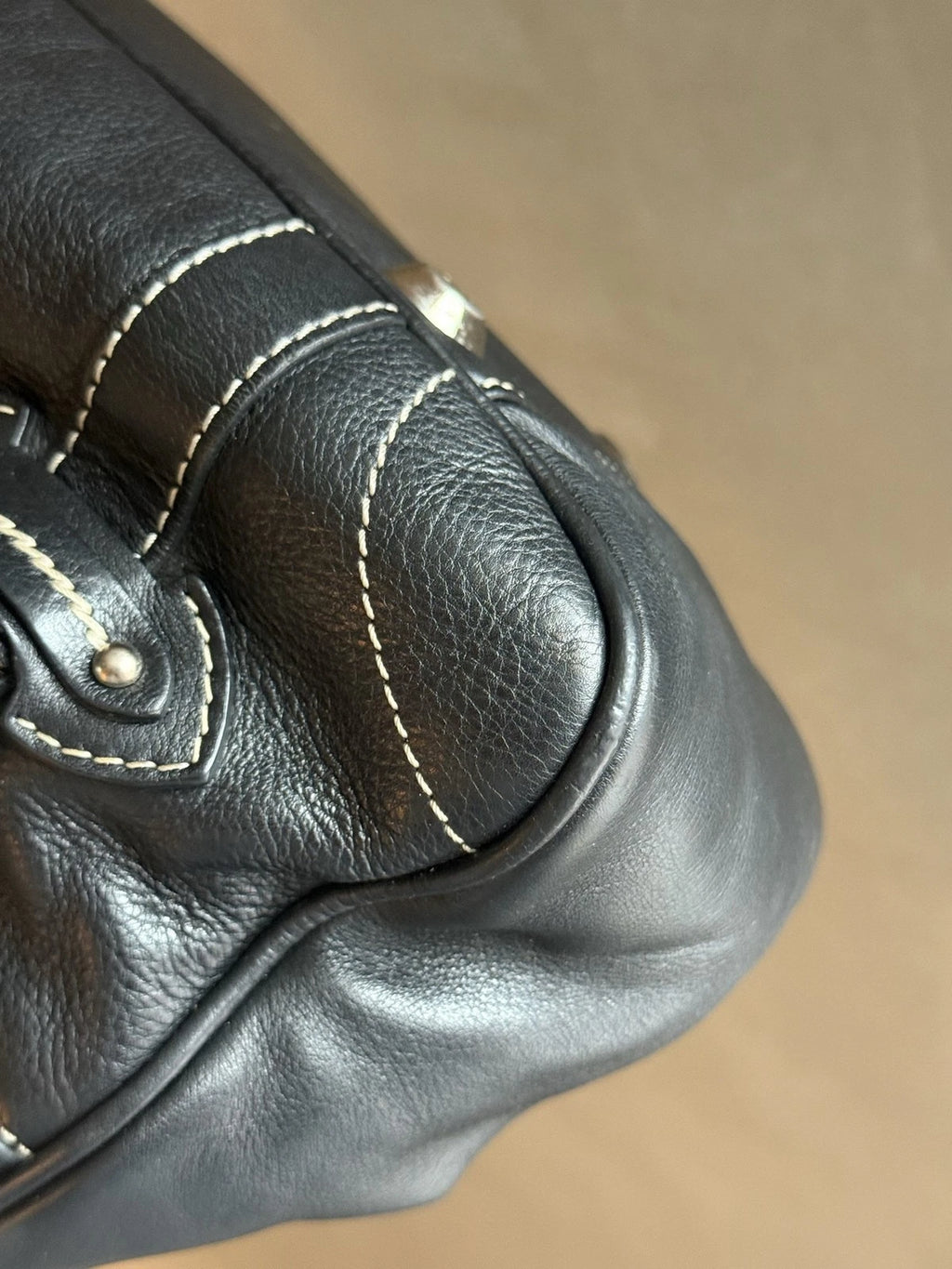Christian Dior Calfskin PM Shoulder Bag Black Silver Hardware Women Classic