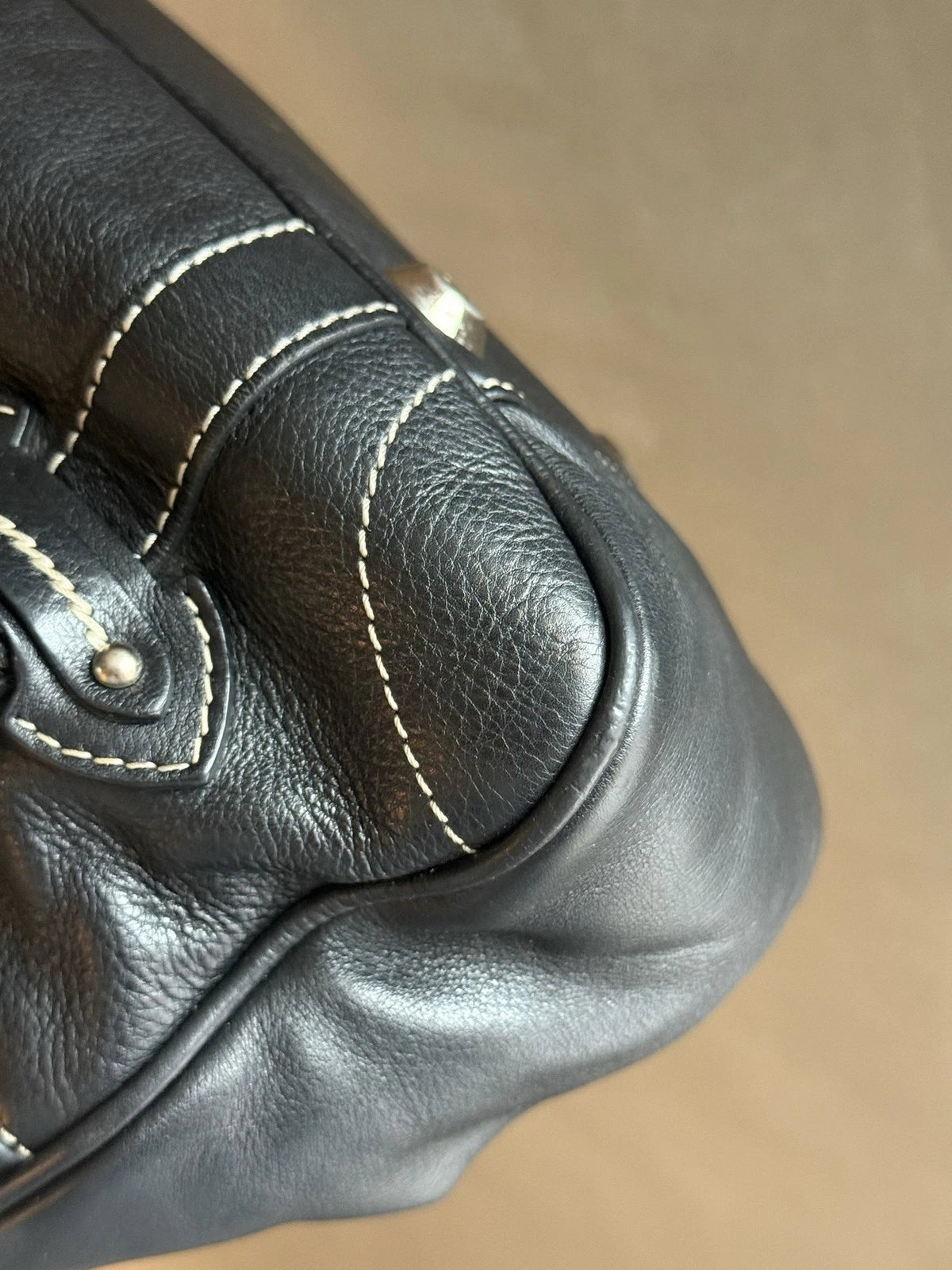 Christian Dior Calfskin PM Shoulder Bag Black Silver Hardware Women Classic