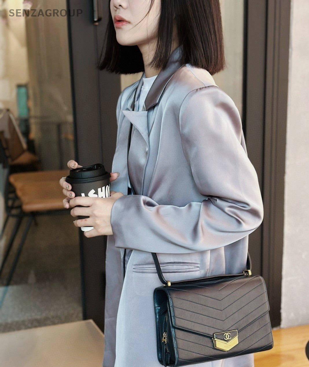 Chanel Envelope Bag Calfskin Shoulder Bag Women Blue