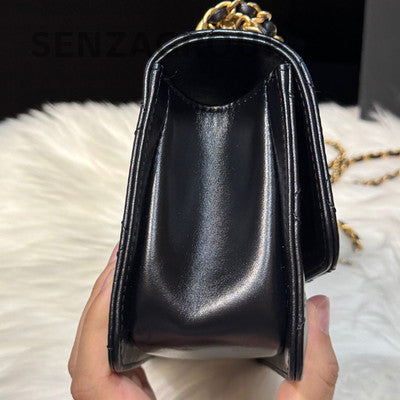 Chanel Black Quilted Lambskin Classic Flap Bag with Gold Chain