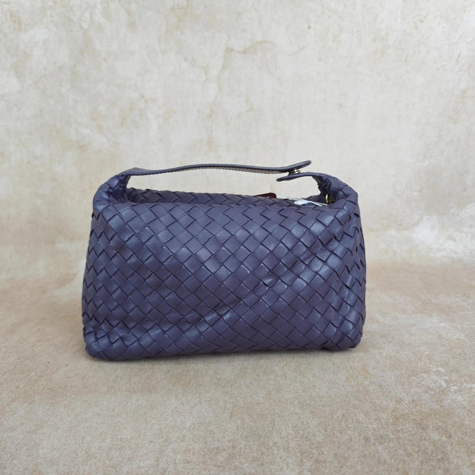 Bottega Veneta Purple Lambskin Woven Top Handle Bag For Women