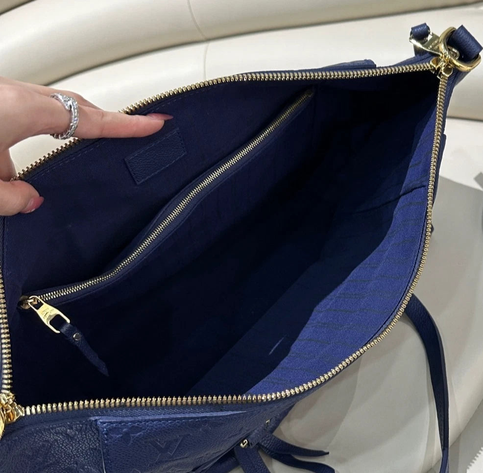 Louis Vuitton Lumineuse Monogram Empreinte Shoulder 2way Handbag Women Blue