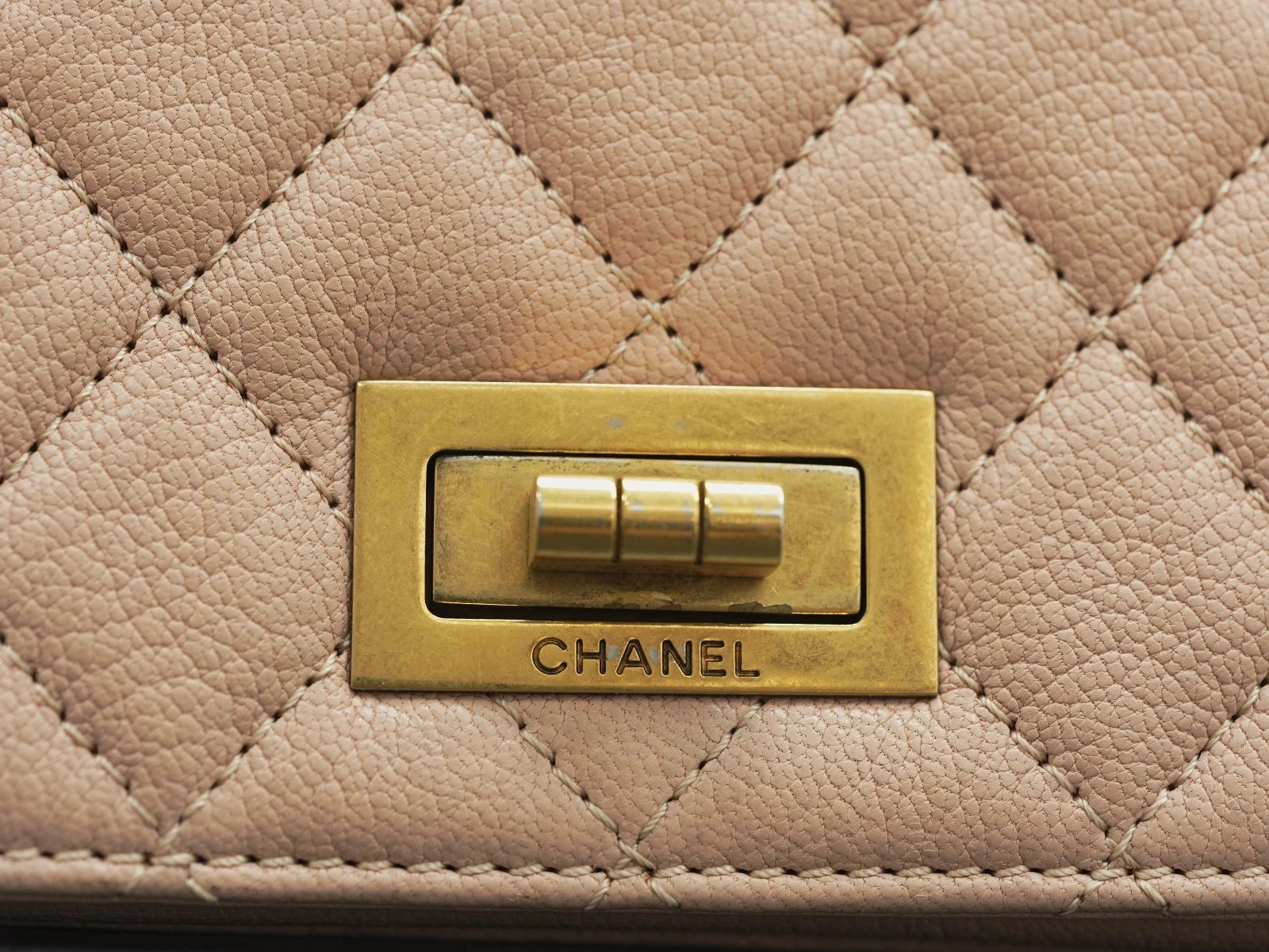 CHANEL Top Handle Diamond pattern Handbag Pink Gold Shoulder Bag - Pre-Owned