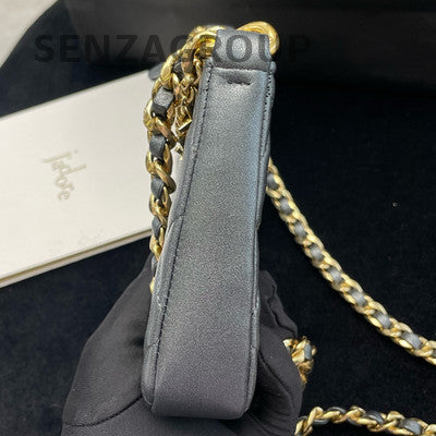 Chanel 24P Grey Gold Quilted Chain Hobo Bag - Women's Fashion