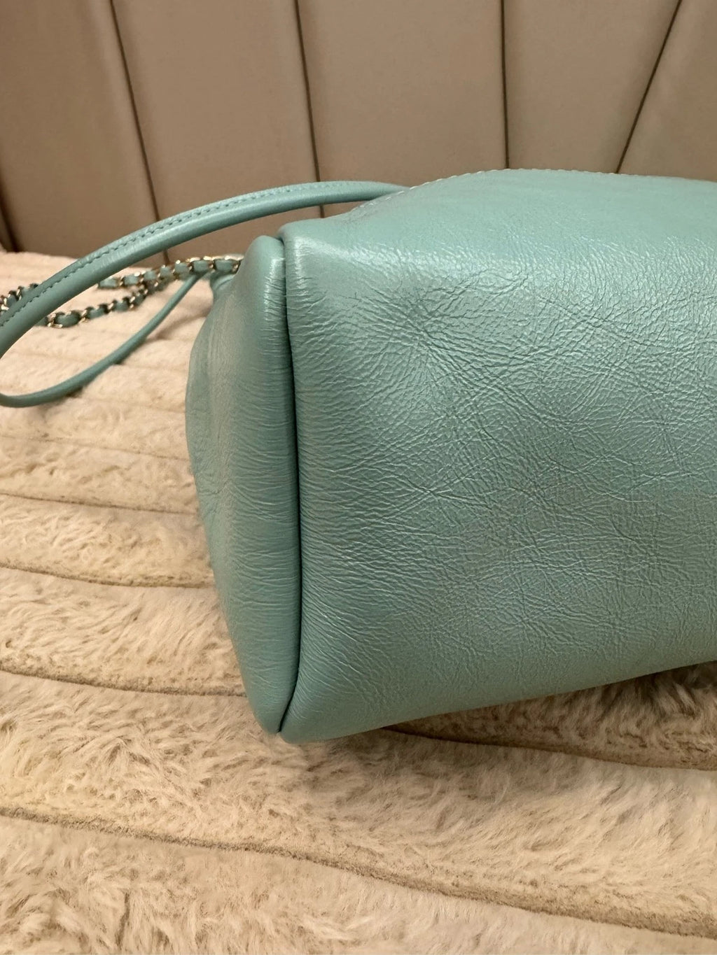 CHANEL 31Bag Small Tote Bag Tiffany Blue Green Gold Hardware Women