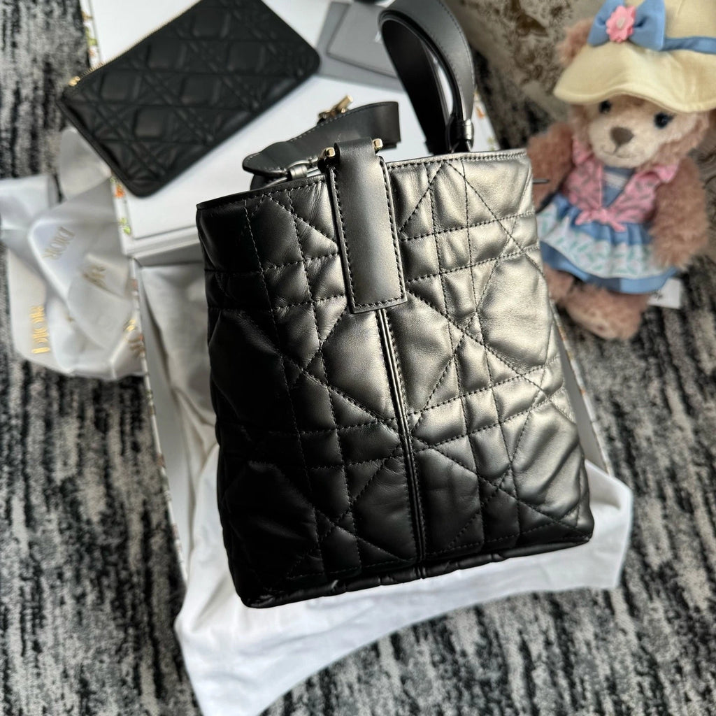 Dior Toujours Black Gold Medium Horizontal Shoulder Bag For Women