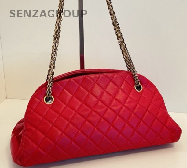 Chanel Vintage Chain Shoulder Bag Crossbody Red Gold Women Classic Designer