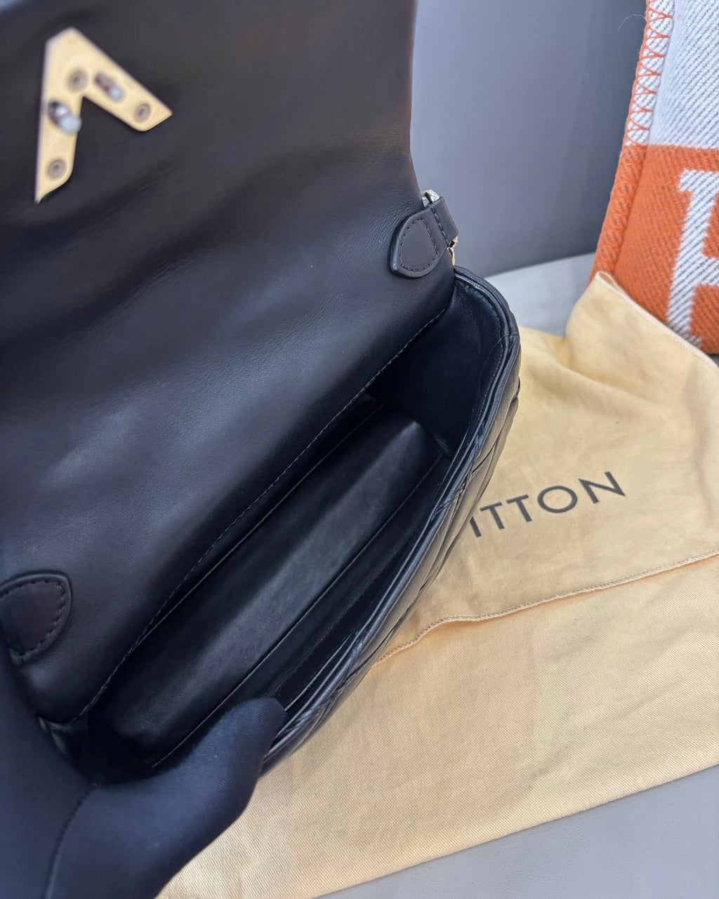 Louis Vuitton GO-14 Chain Bag Shoulder Bag Black Quilted Full Calfskin