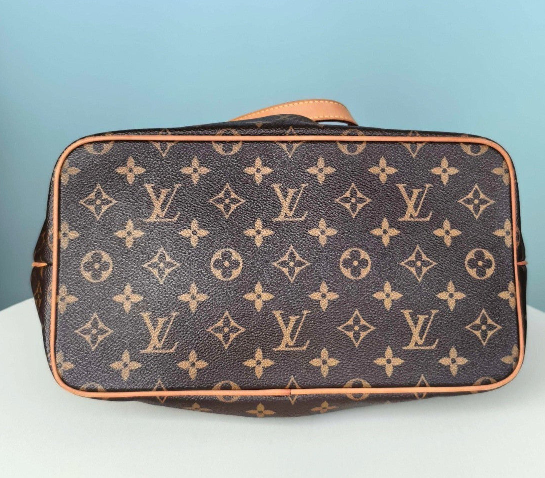 Louis Vuitton Palermo PM Monogram Top Handle Crossbody Brown Gold Women Classic