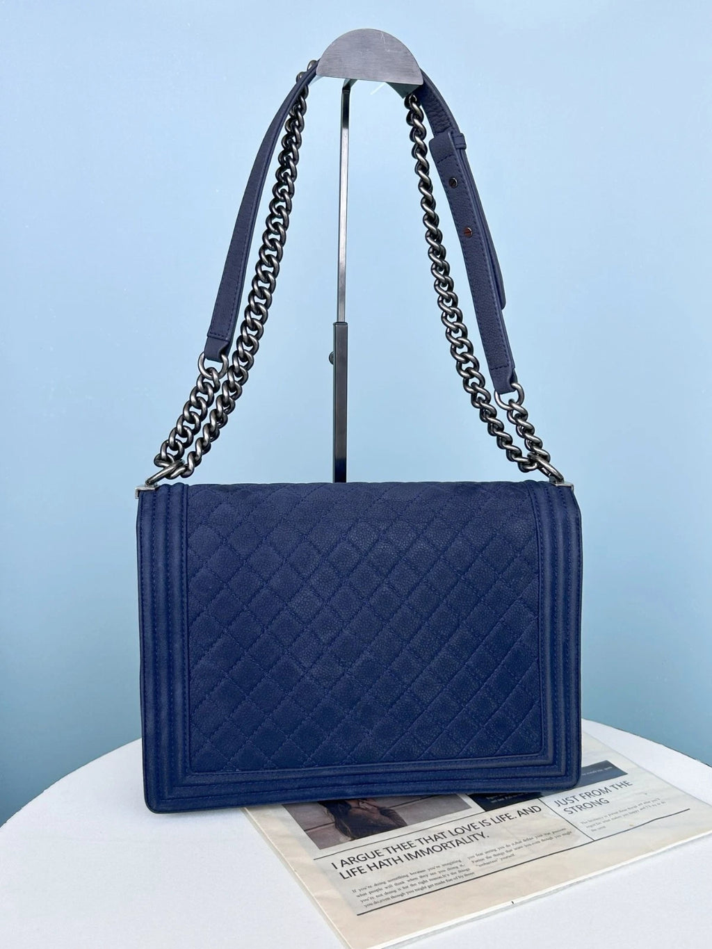 Chanel Leboy Calfskin GM Shoulder Bag Crossbody Bag Blue Women