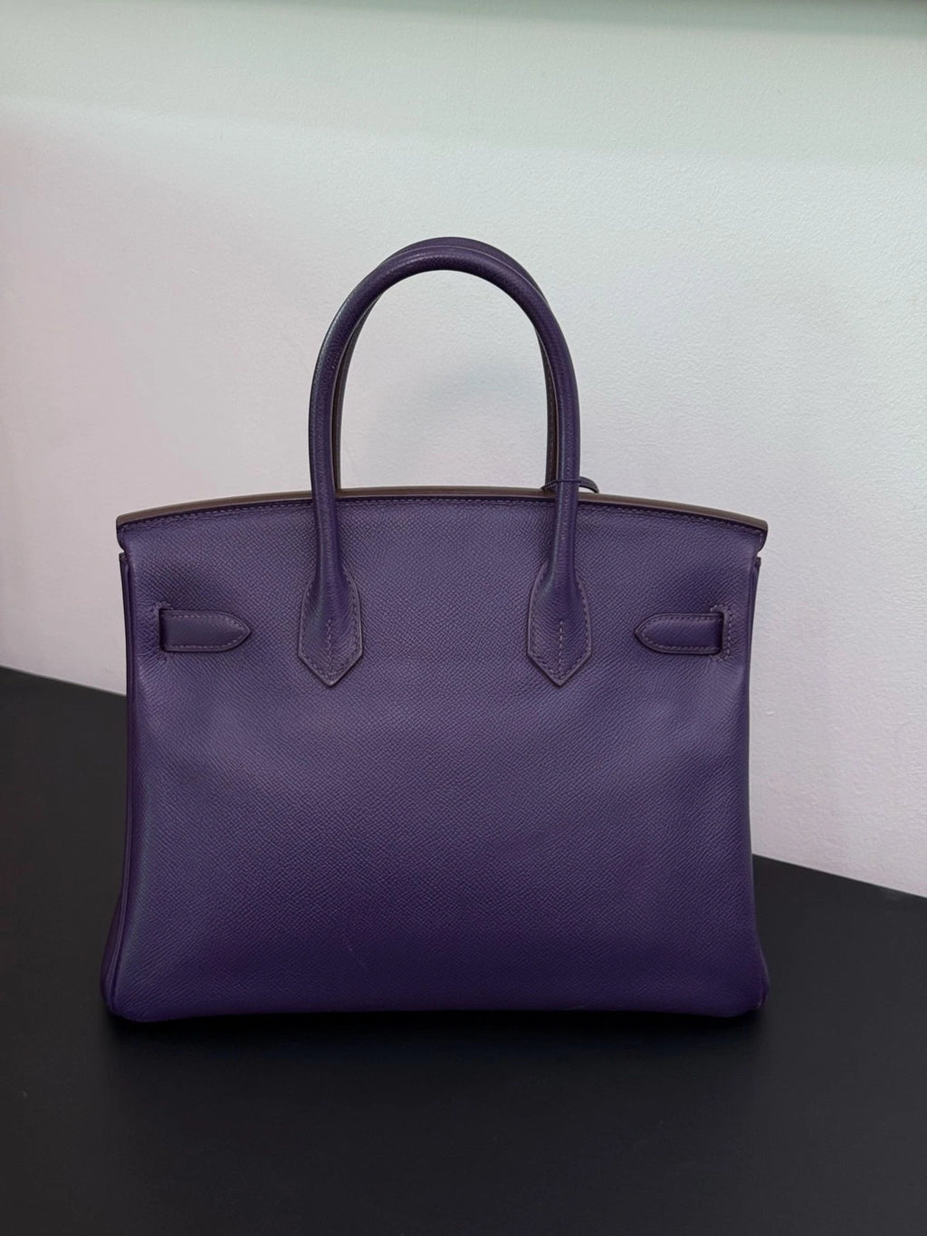 Authentic Hermes Birkin 30 Tote Top Handle Bag Purple Silver Hardware