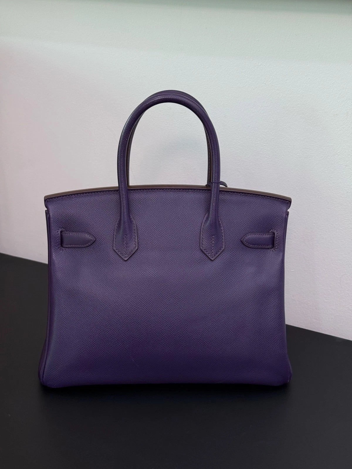 Authentic Hermes Birkin 30 Tote Top Handle Bag Purple Silver Hardware