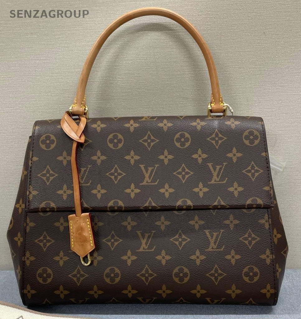 Louis Vuitton Monogram MM Top Handle Bag Crossbody Brown Gold Used Women Classic