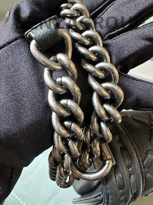 Chanel Le Boy Calfskin Chain Shoulder Bag Black Silver Classic Women