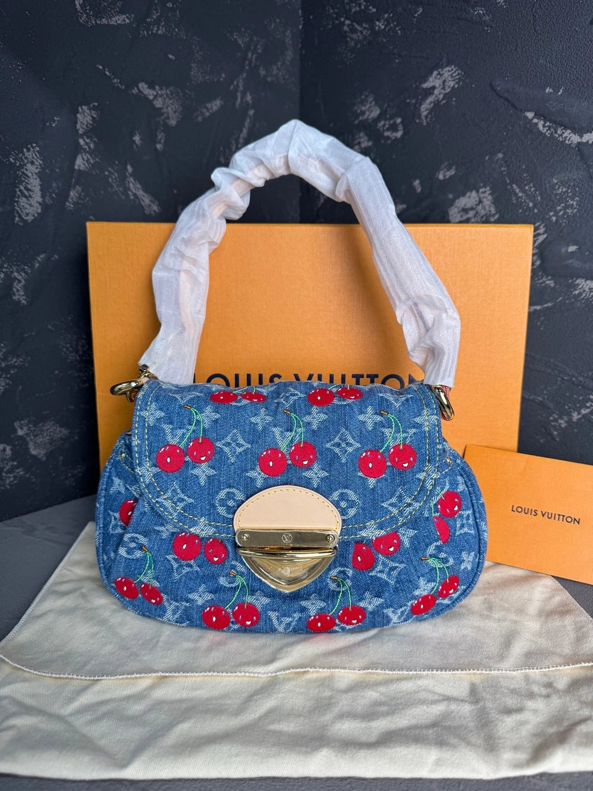 Louis Vuitton X Takashi Murakami Pleaty Cherry Shoulder Bag Excellent