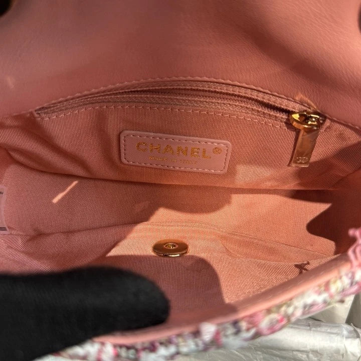 Chanel Classic Flap Pink Top Handle Bag Shoudler Bag Gold Hardware Women D
