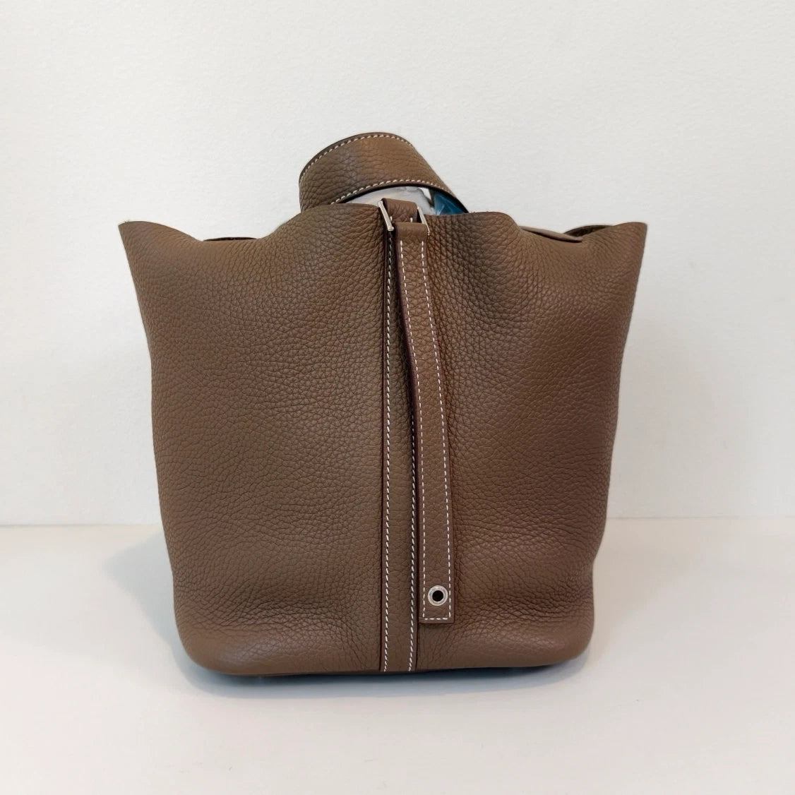 Hermes Picotin22 Top Handle Bag Brown Silver Used Women Classic Fashion