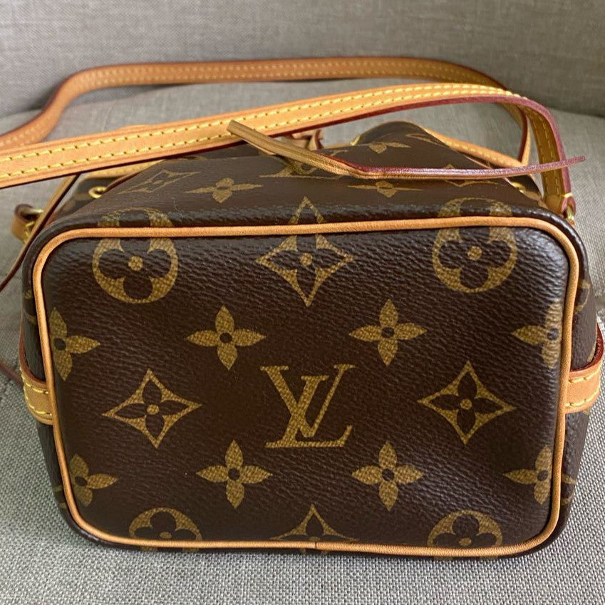 Louis Vuitton Nano Noe Monogram Canvas Drawstring Bucket Bag
